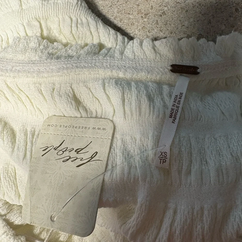 Free People one shoulder shirt shirred NWT ivory white women’s xs Textured Top